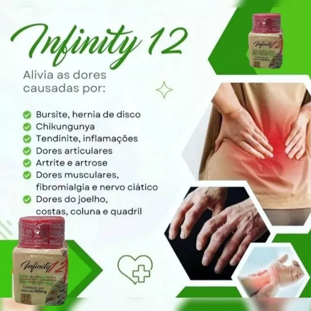 Infinity 12 Cápsulas Nutrucional (Original) 100% Natural Alivio Imediato das Dores