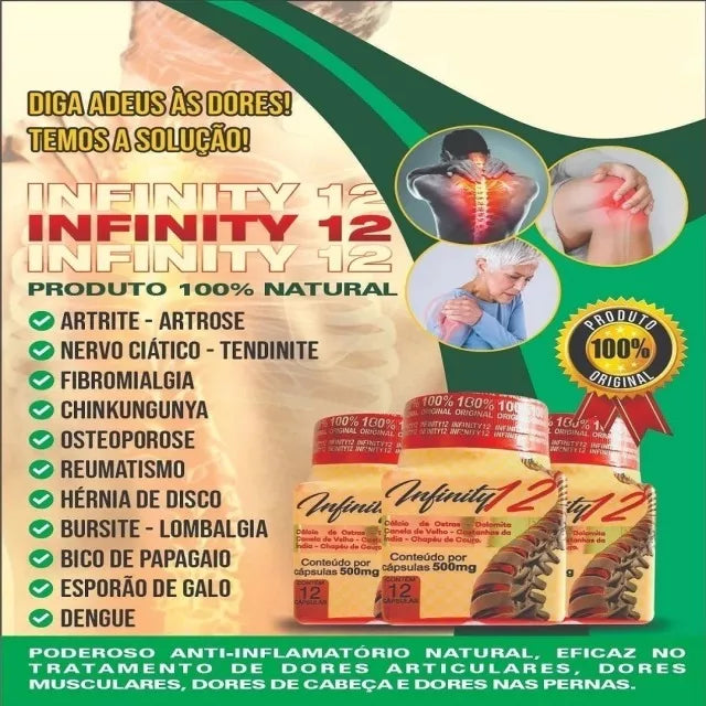 Infinity 12 Cápsulas Nutrucional (Original) 100% Natural Alivio Imediato das Dores